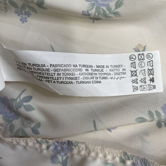 Zara Maxi Dress Satin Black Crochet Top Cream Lavender Floral Festival Large NWT - Picture 5 of 9